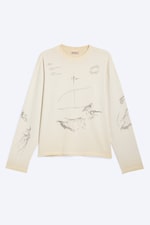 Helles Maulwurfsgrau - Skizze - Kastiges Langarmshirt mit Grafikprint - 3