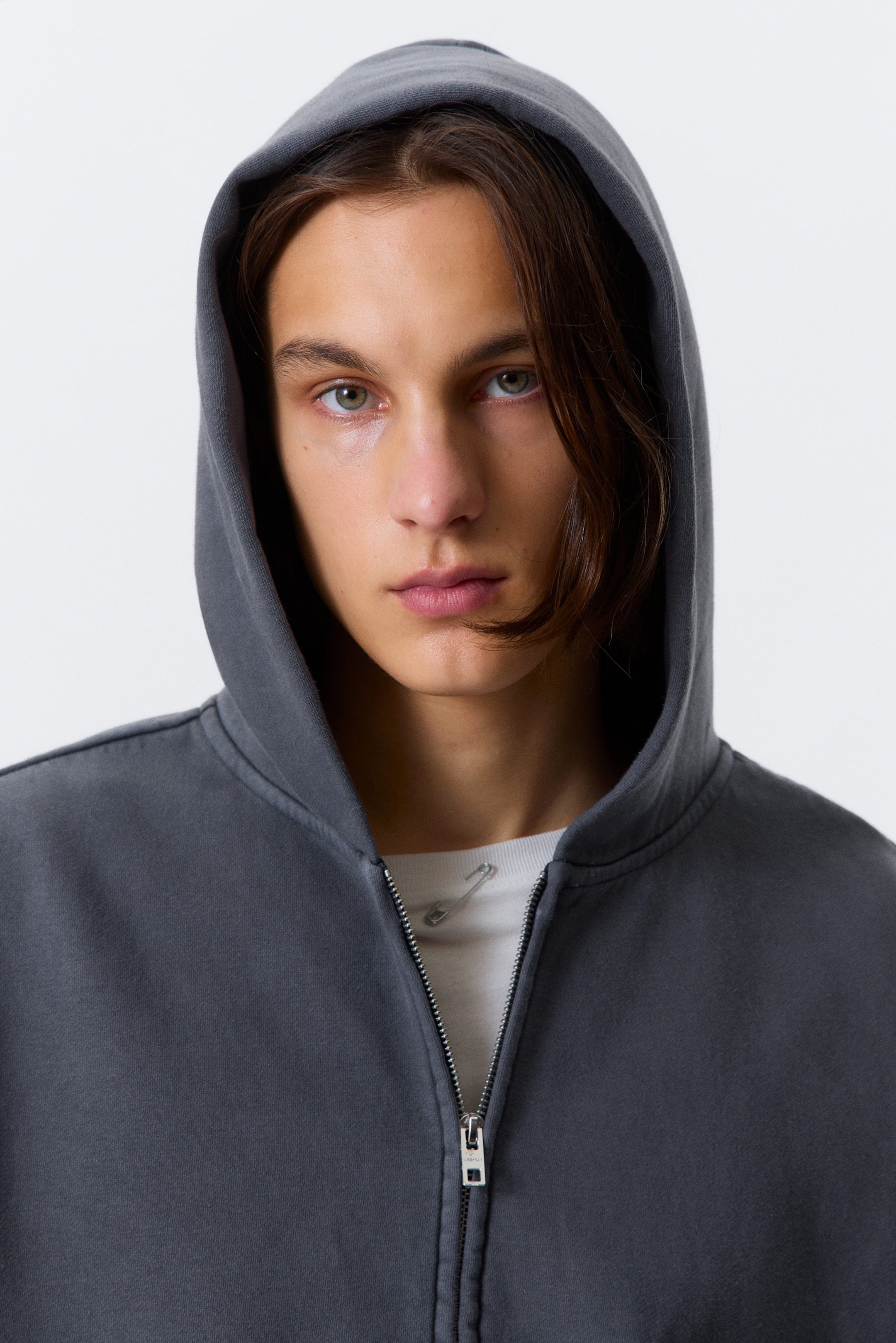 Gewaschenes Blau - Weit geschnittener Zip-Hoodie - 2