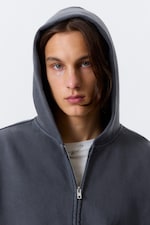 Gewaschenes Blau - Weit geschnittener Zip-Hoodie - 2