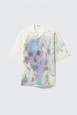 White - Colourful Skull - Relaxed Graphic Short-Sleeved Resort Shirt - 0