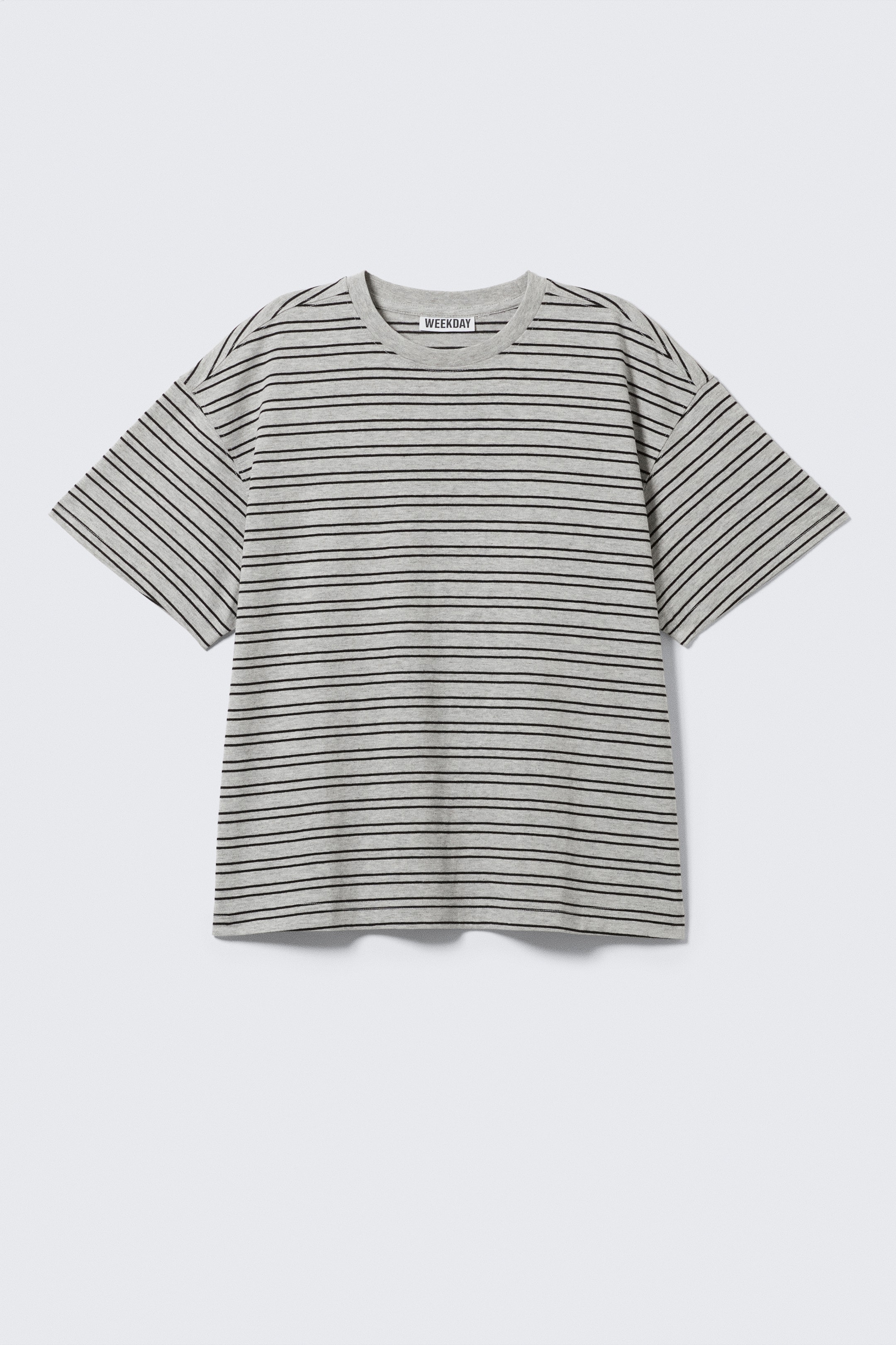Visa större bild: Avslappnad boxig t-shirt i bomull - Grårandig - DAM | H&M SE 4