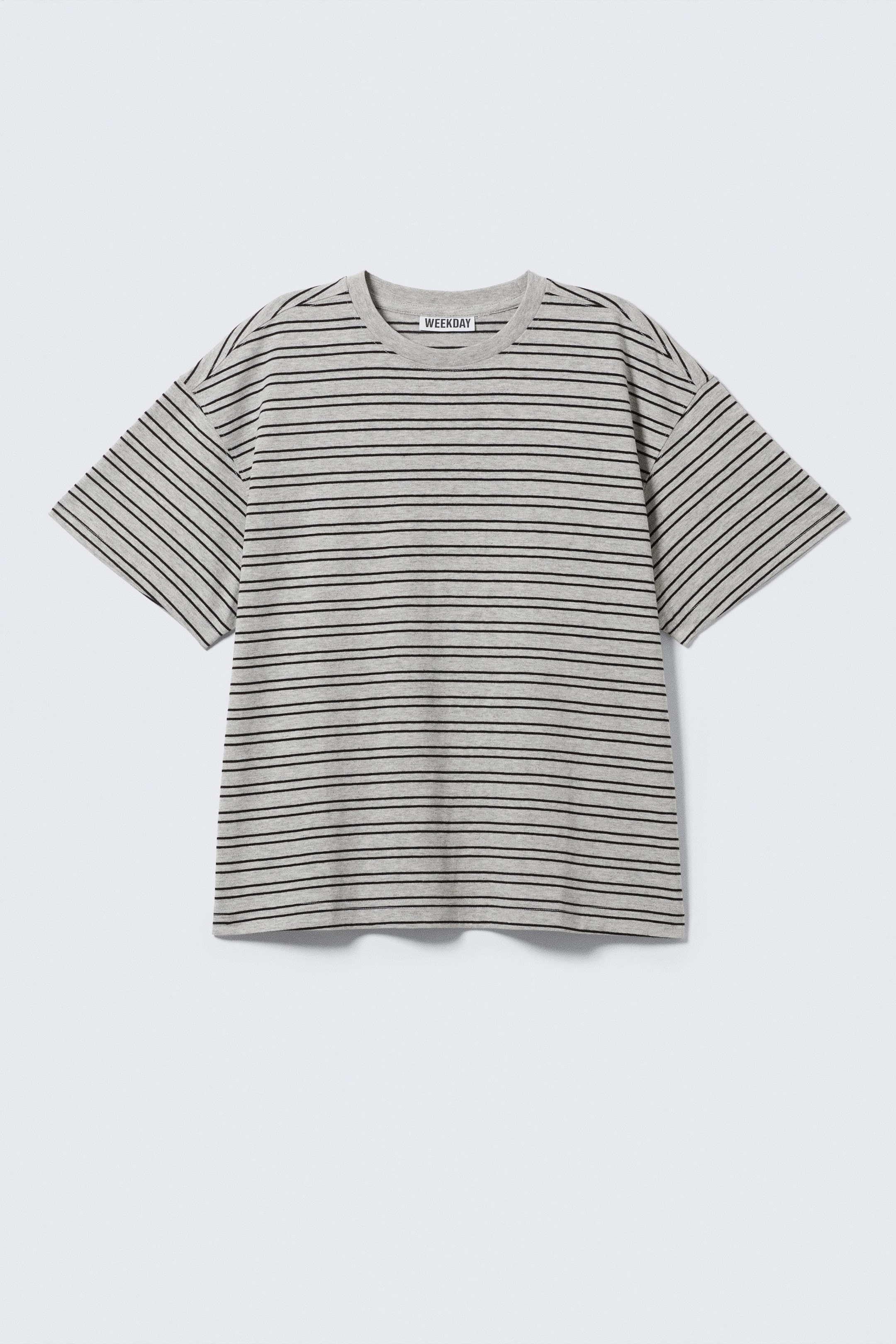 Striped Grey - Relaxed Boxy Cotton T-shirt - 1