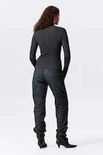 Dark Blue Stripe - Ribbed Fitted Turtleneck - 2