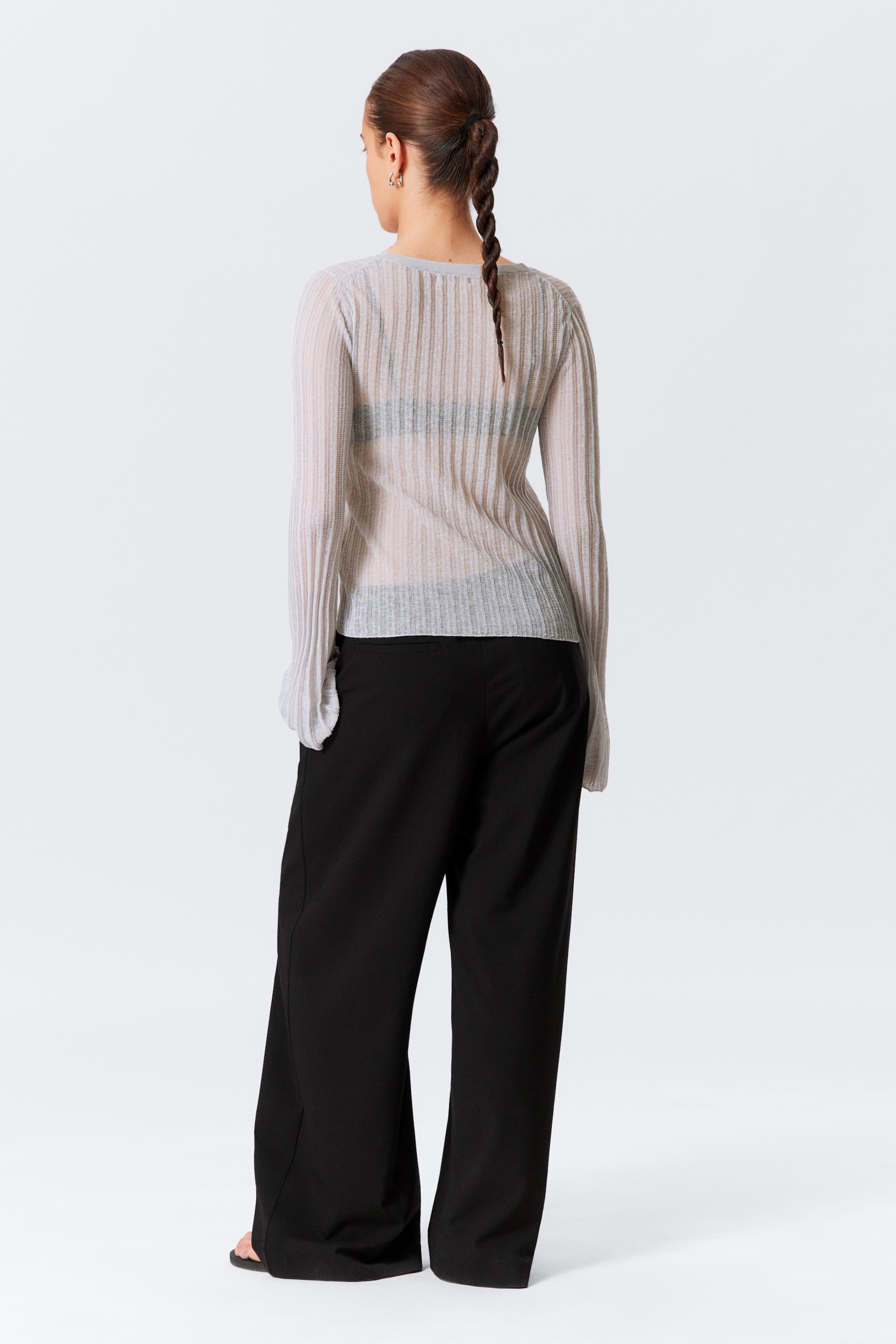 Visa större bild: Asymmetrisk cardigan i linneblandning - Ljusgrå - DAM | H&M FI 4