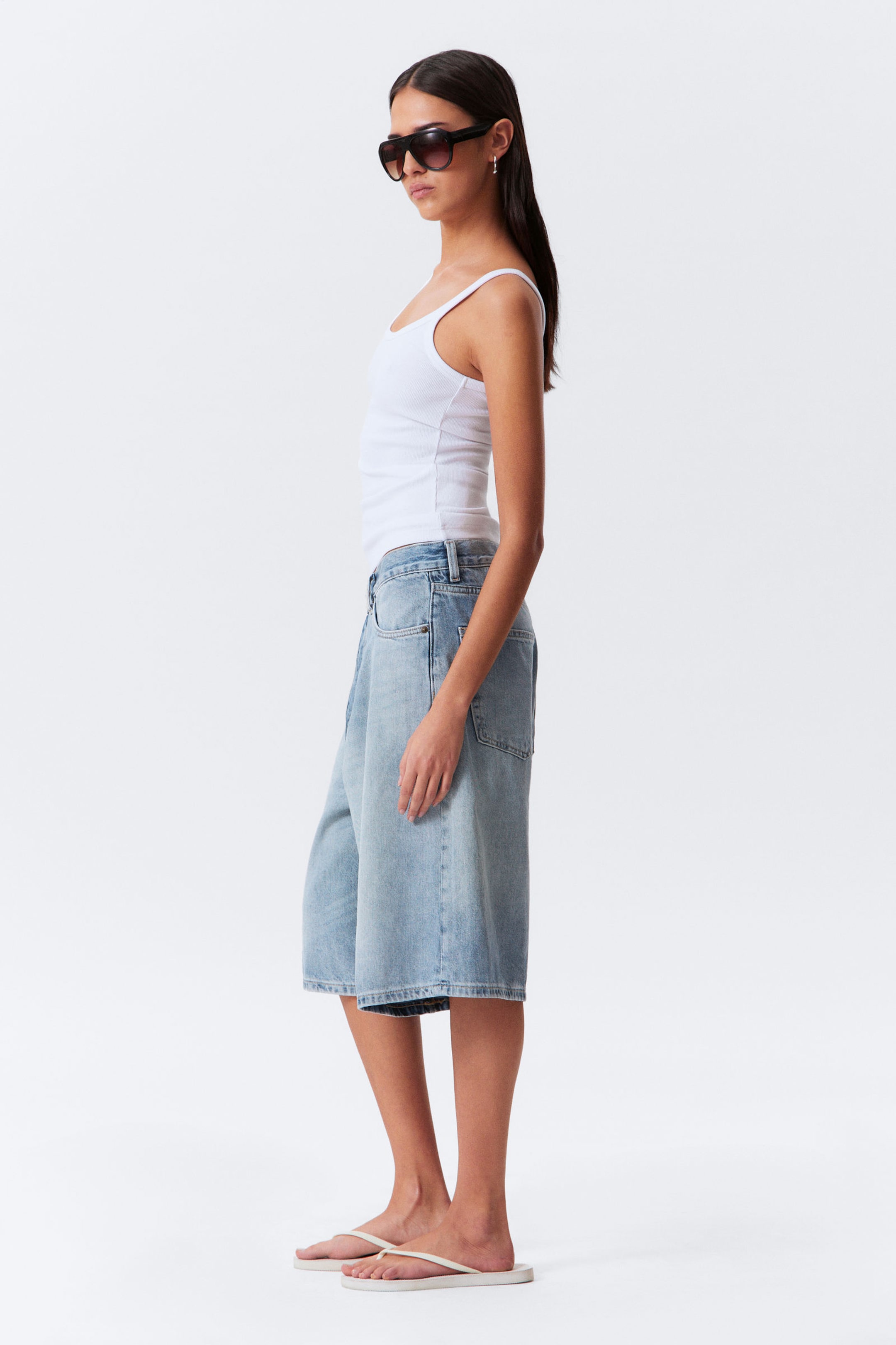 Tide Blue - Astro Denim Loose Baggy Shorts - 5