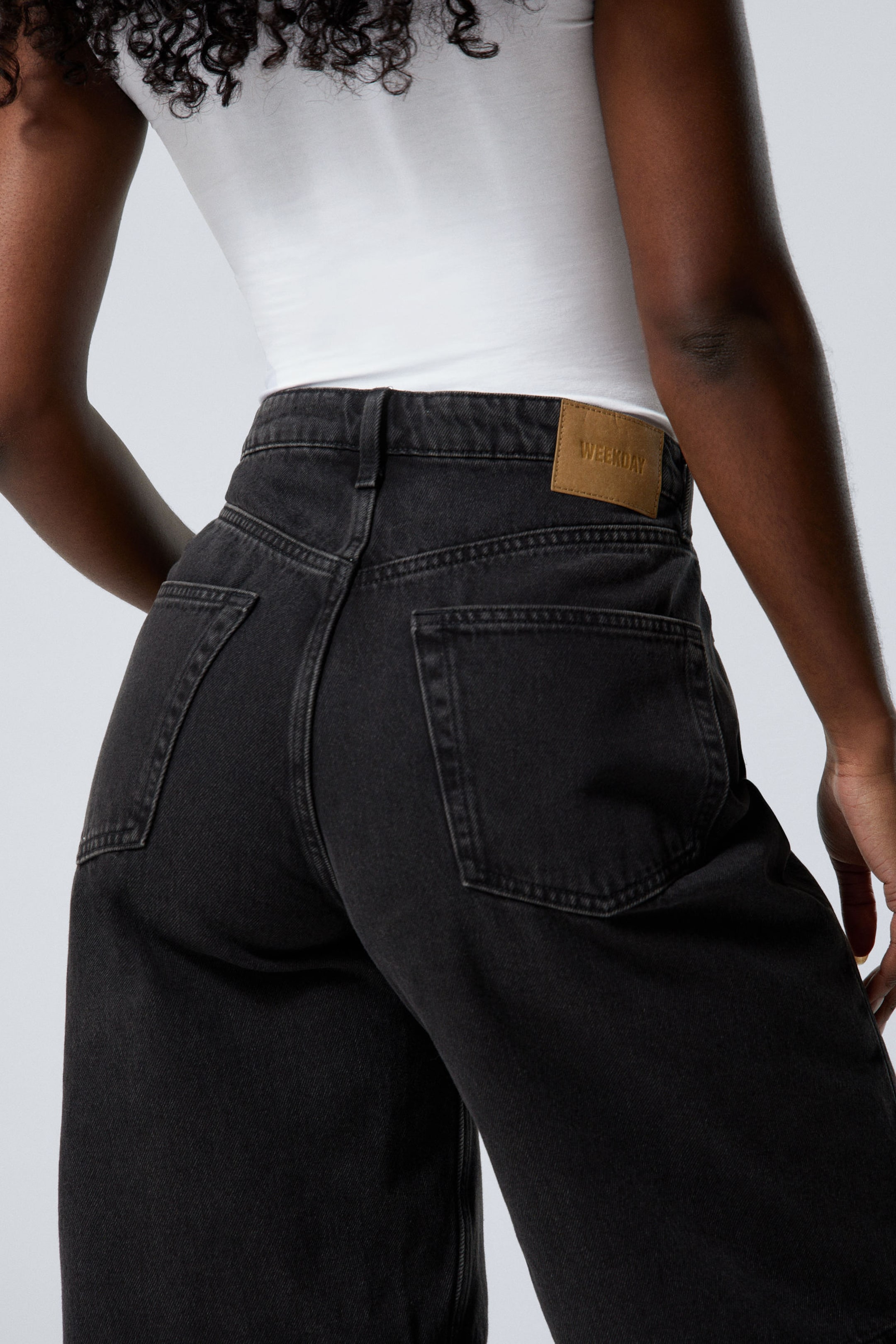 Tuned Black - Black - Halo Curve High Waisted Wide Leg Denim Shorts - 2