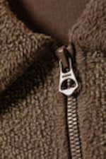 Washed Dark Brown - Boxy Half-Zip Fleece Sweatshirt - 1