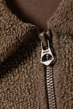 Washed Dark Brown - Boxy Half-Zip Fleece Sweatshirt - 1