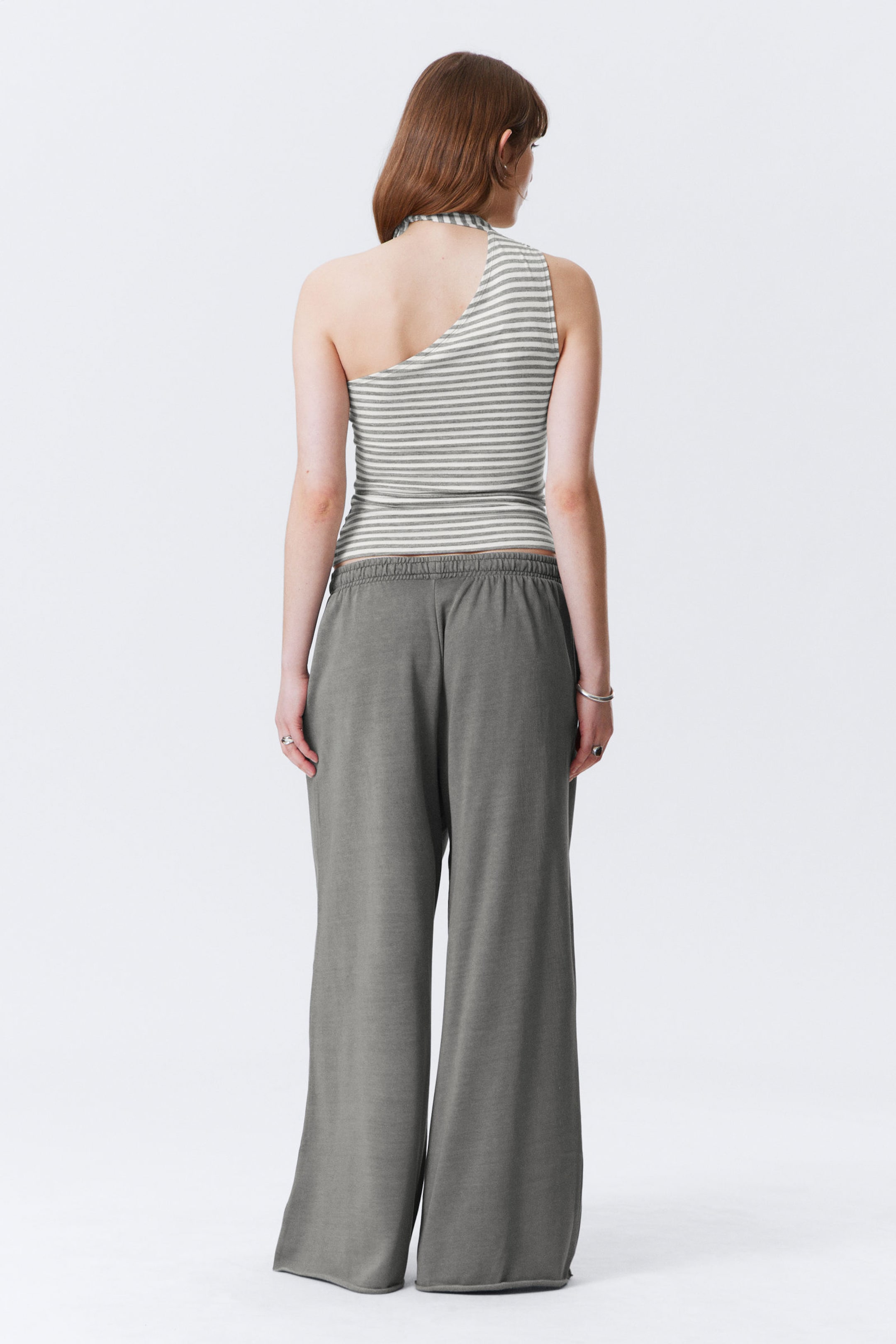 Washed Dark Grey - Low Rise Wide Leg Baggy Sweatpants - 2