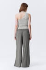 Washed Dark Grey - Low Rise Wide Leg Baggy Sweatpants - 2