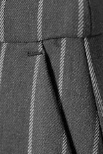 Striped Dark Grey - Low Waisted Pleated Suiting Trousers - 7