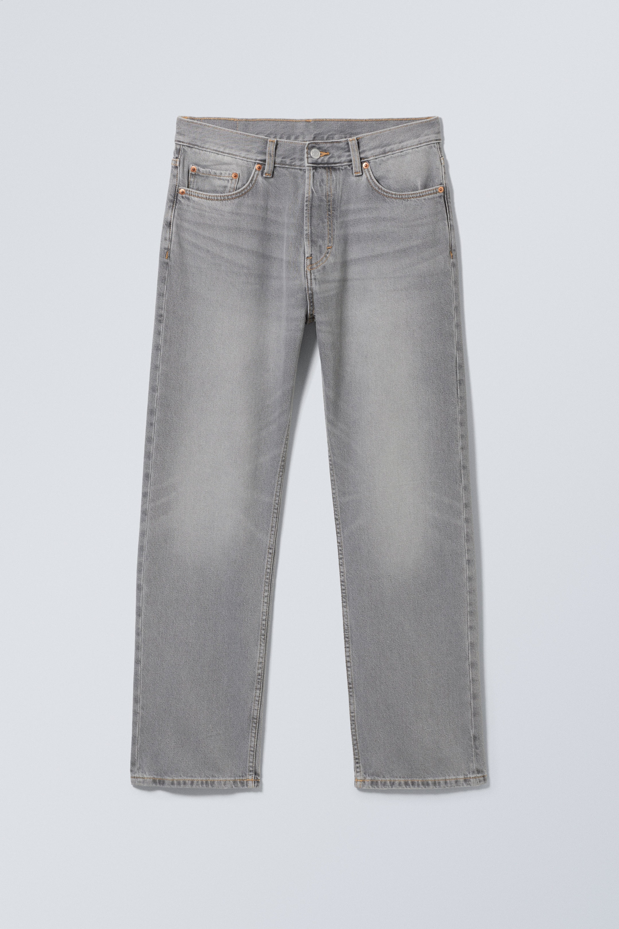 Misty Grey - Hellgrau - Space Mid Waist Relaxed Straight Jeans - 0