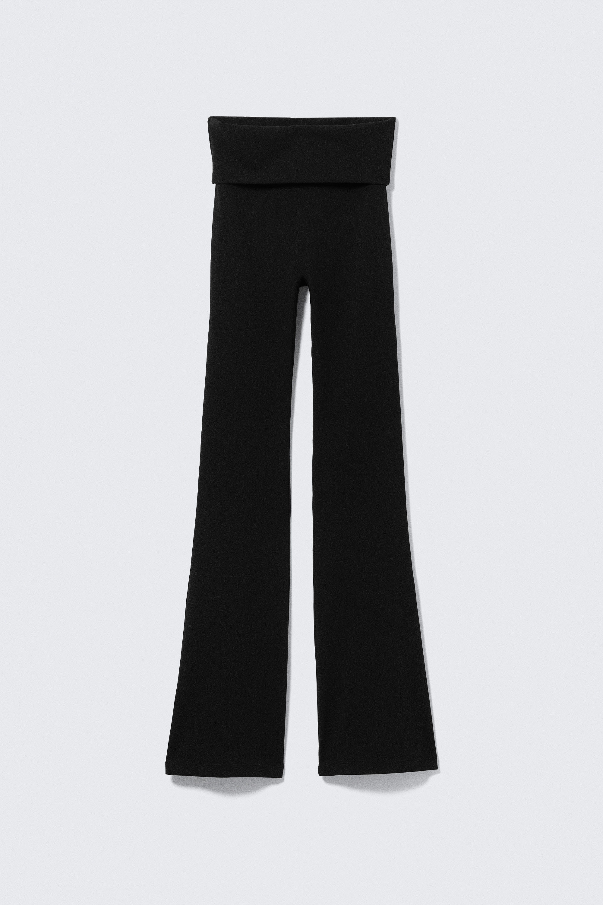 Black - Folded Waist Flared Yoga Tights - 6