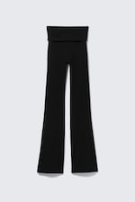 Noir - Collants de yoga évasés à taille plissée - 6