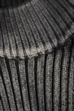 Washed Black - Washed Knitted Mock Neck Top - 1