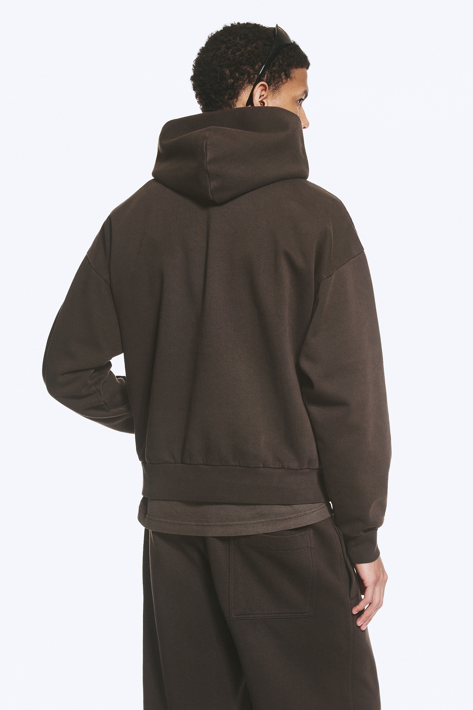 Hoodie mit weiter Passform-Gewaschenes Dunkelbraun - 3