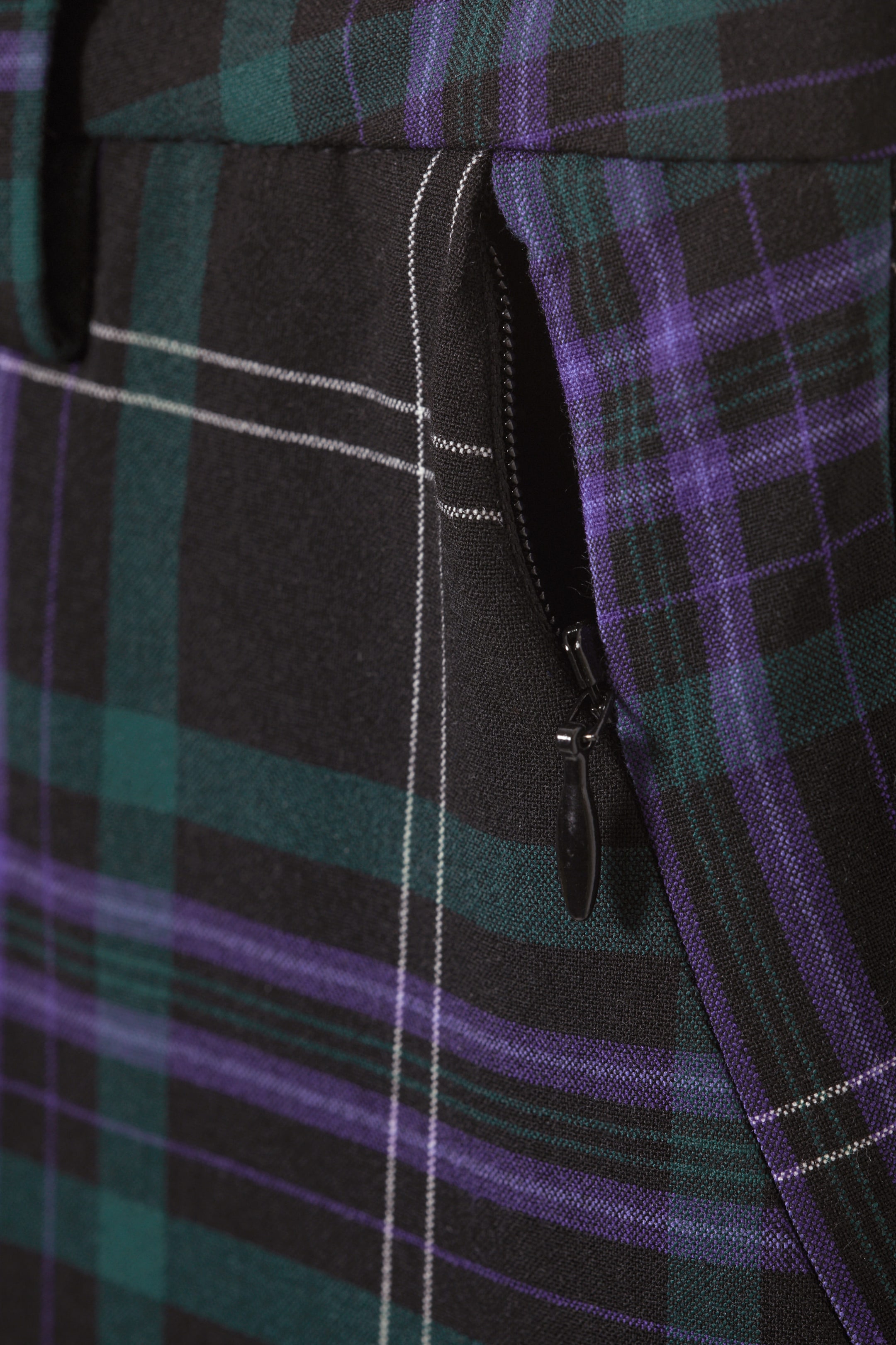 Black & Purple Checks - Kate Flared Suiting Trousers - 1