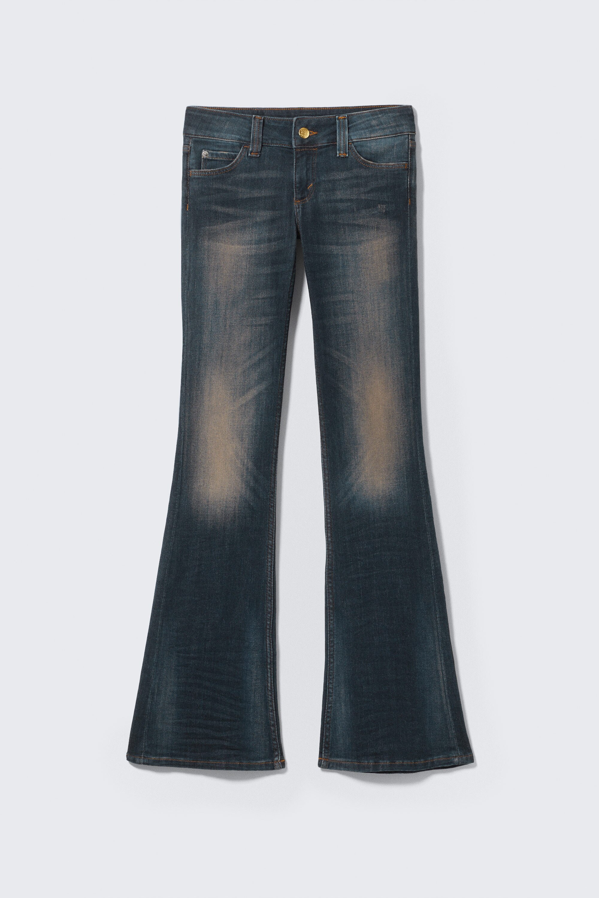 flare low rise flared skinny jeans - Steel Blue - Medium Blue