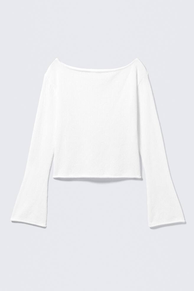 Relaxed Knitted Boat-Neck Sweater - White/Brown/Light Yellow - 1