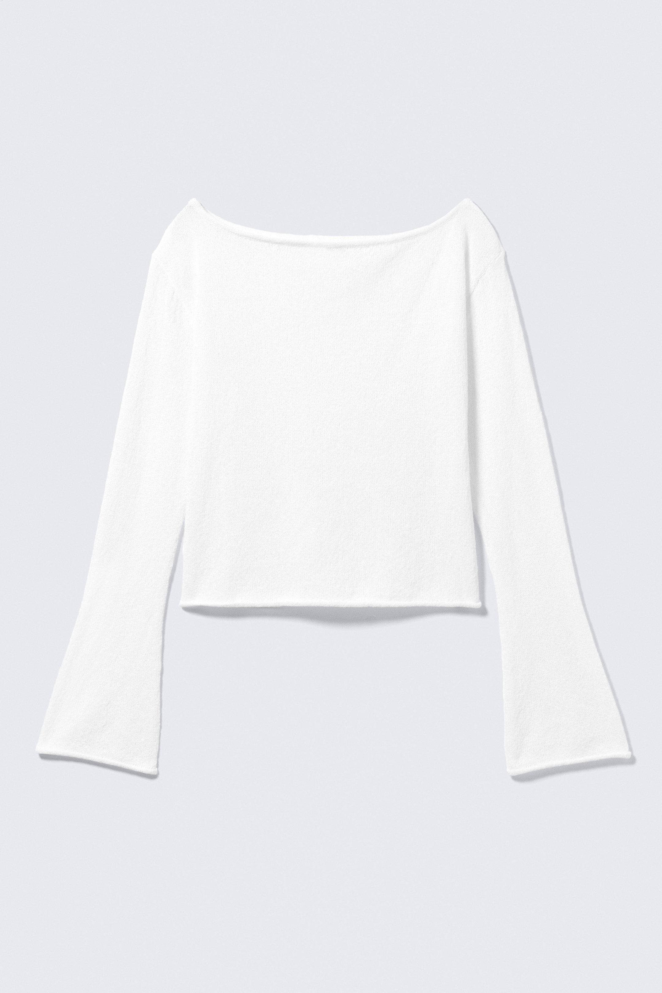 White - Relaxed Knitted Boat-Neck Sweater - 3