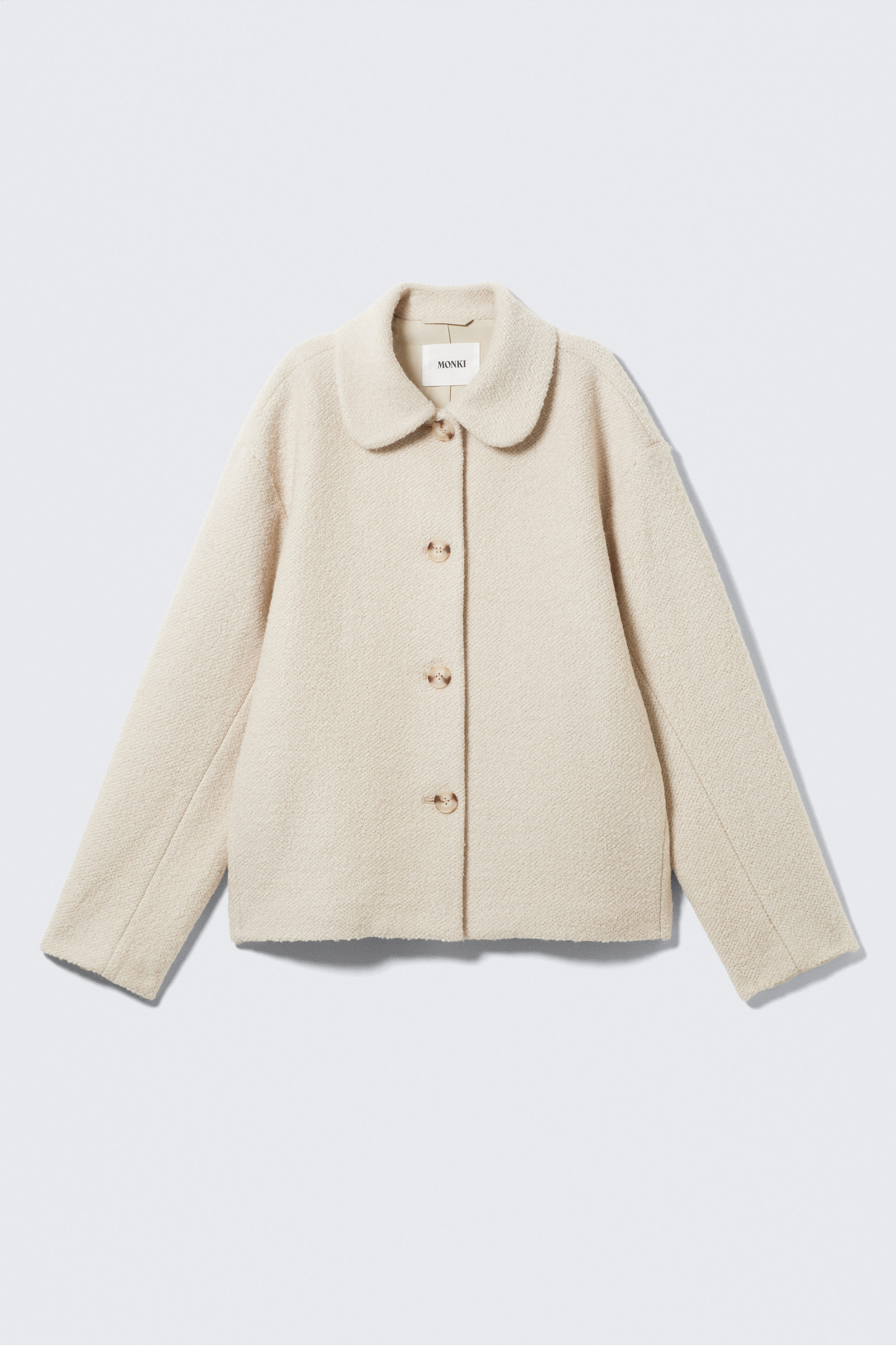 boxy button-up wool-blend jacket - Dusty Cream | Monki EU