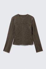 Striped Dark Grey - Lean Frayed Cotton Jacket - 4