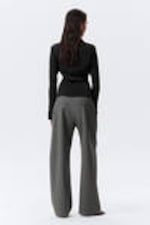 Donkergrijs - Relaxte pantalon met halfhoge taille en plooien - 3