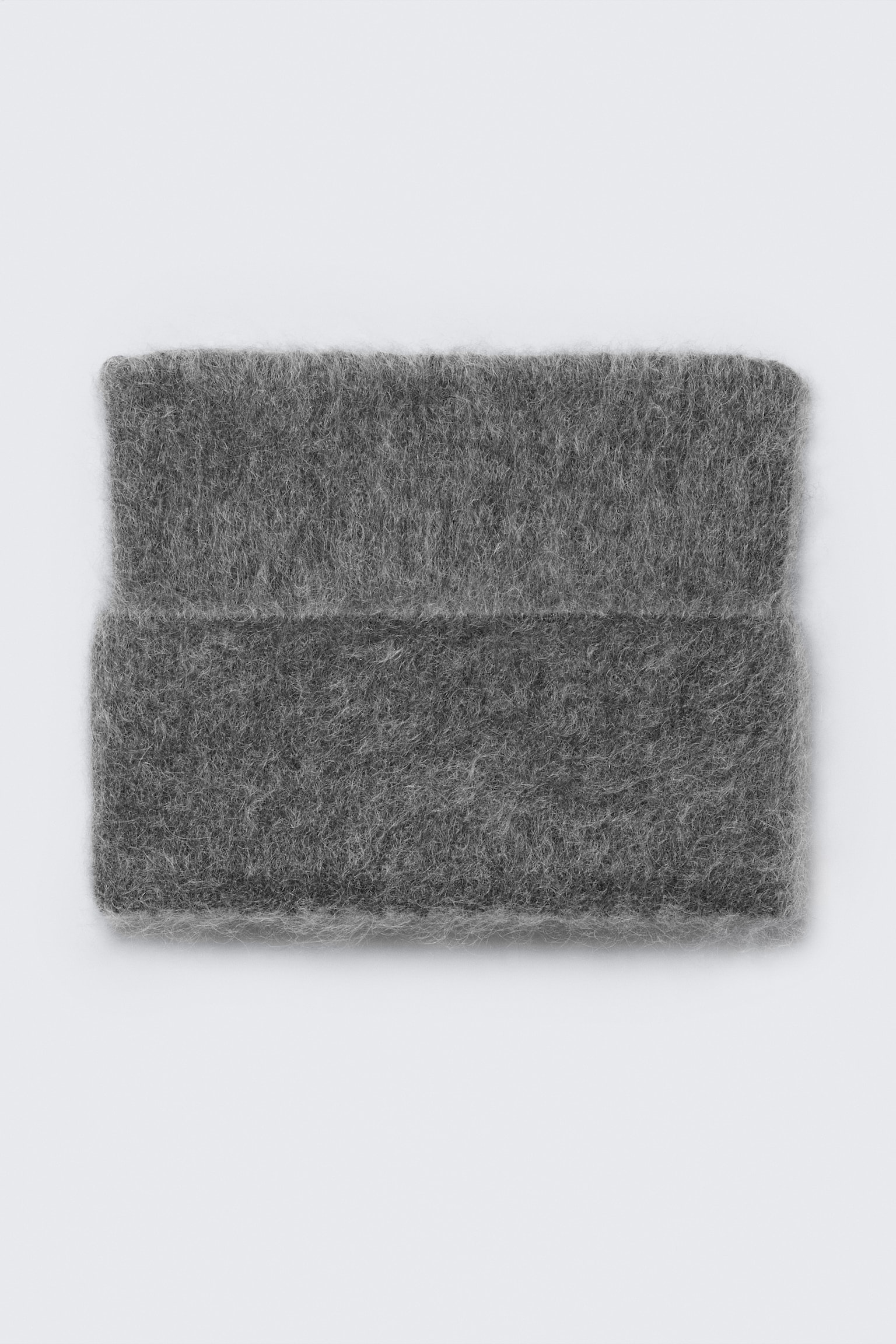 Bonnet côtelé en mélange de mohair - Gris foncé chiné
