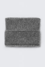 Dunkelgrau meliert - Gerippte Beanie aus Mohairmischung - 1