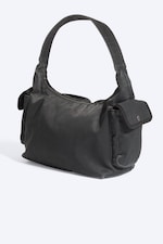 Washed Black - Multi-pocket Shoulder Bag - 2