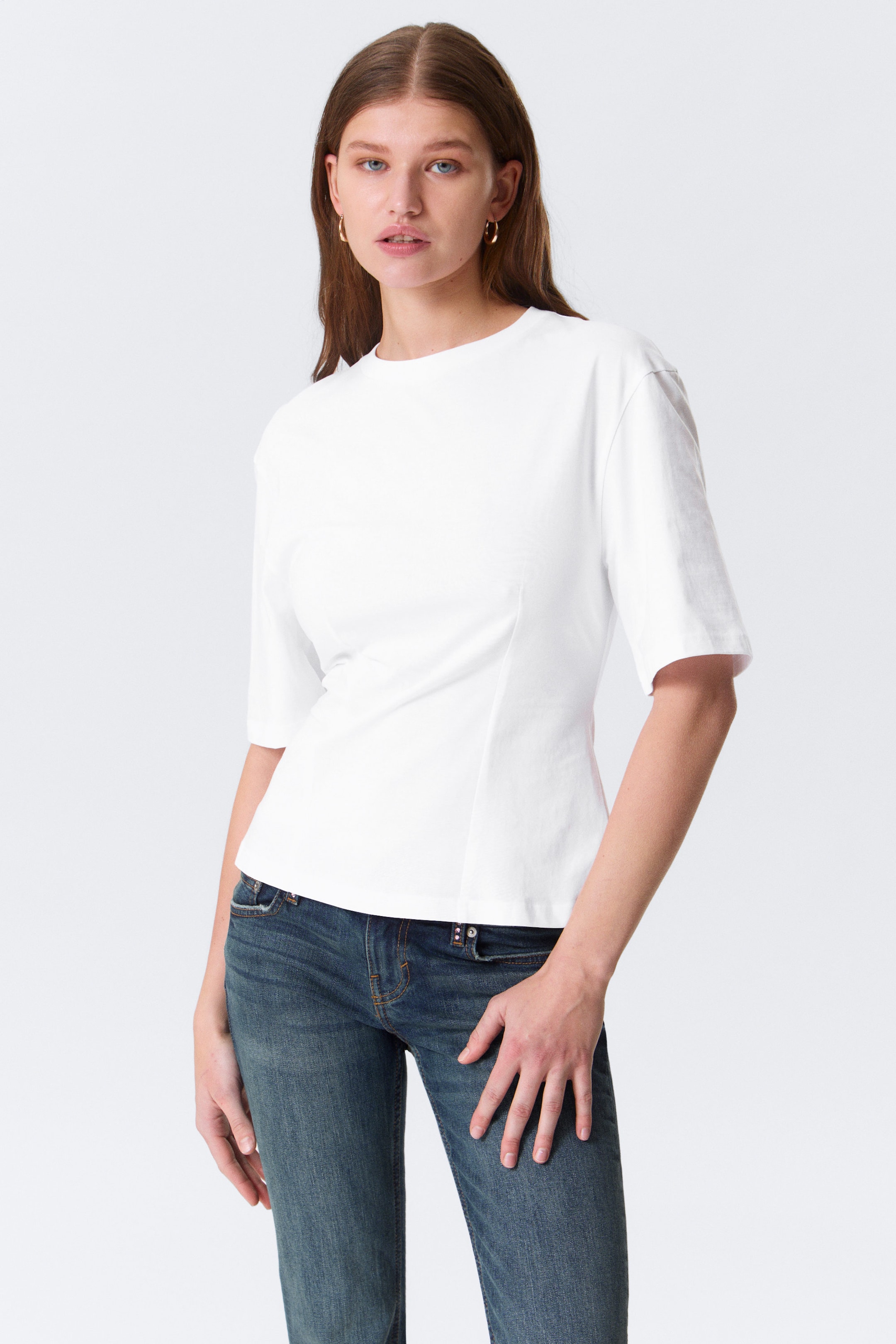 White - Fitted Dart Detail T-shirt - 2