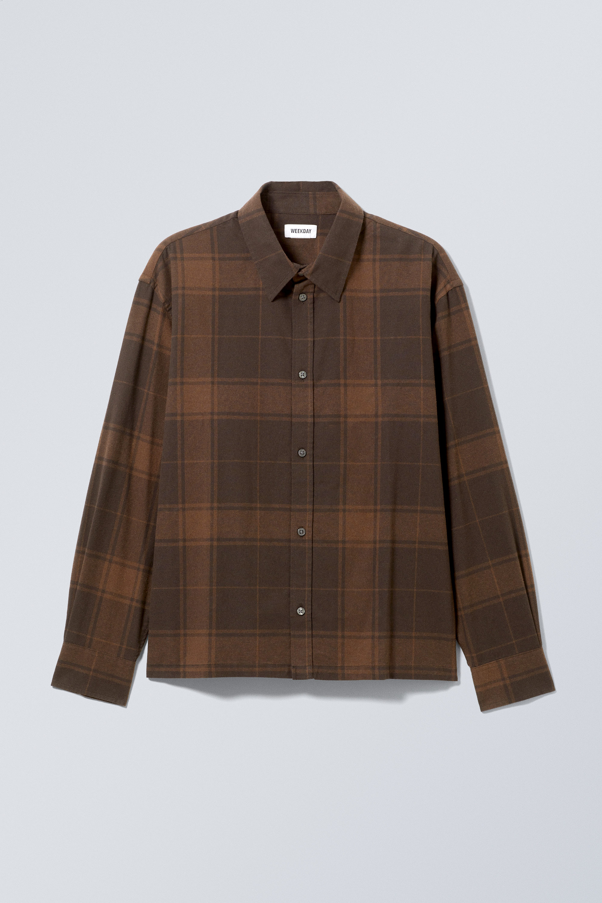 oversized boxy checked flannel shirt - Medium Brown | Weekday EU