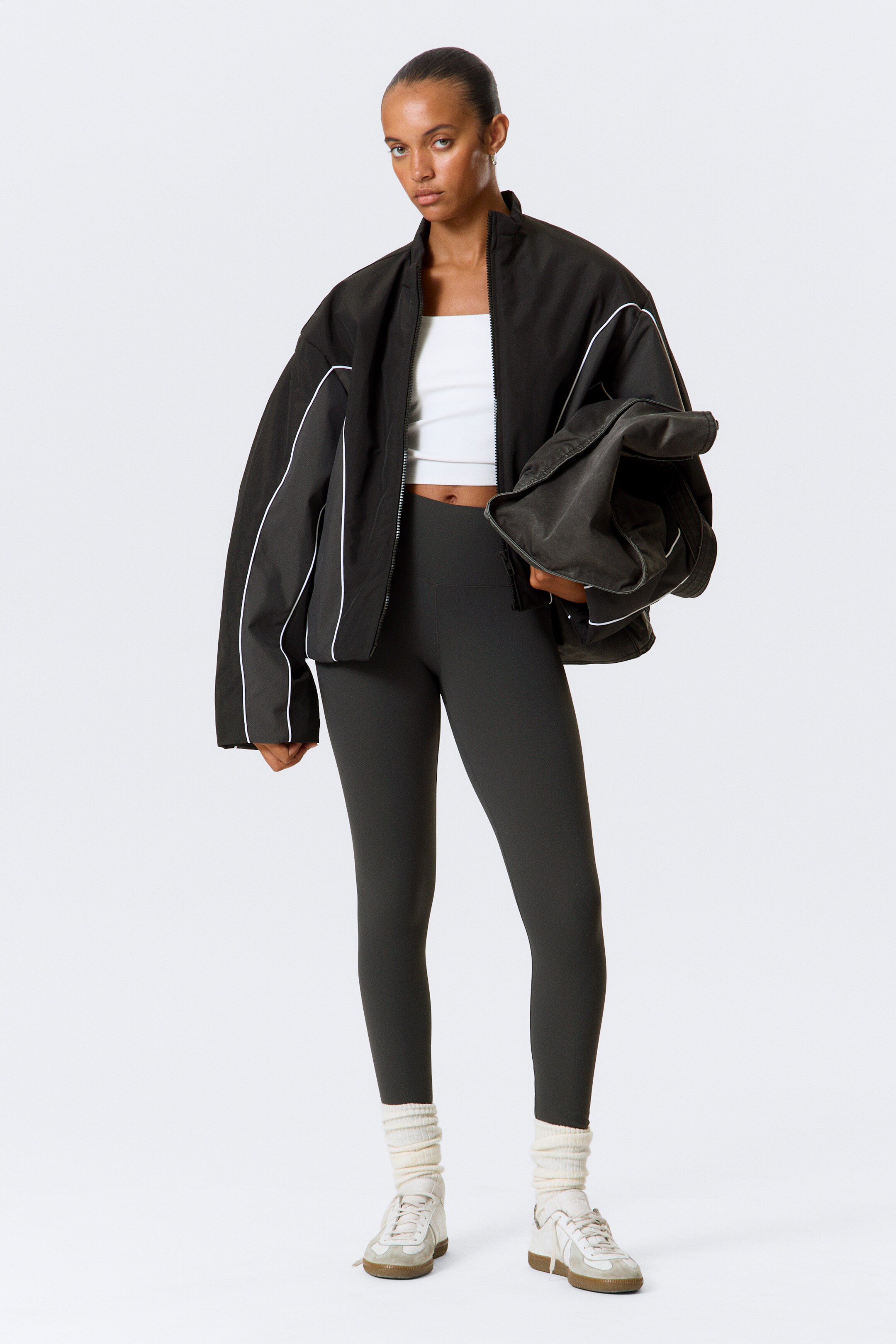 View larger image: High Waisted Sports Tights - Dark Grey - Ladies | H&M GB 2