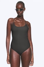 Gris foncé - Maillot de bain dos nageur - 0