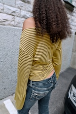 Striped Lime - Waisted long-sleeved top - 4