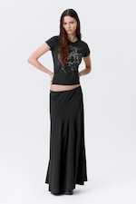 Noir - Jupe longue taille mi-haute à panneaux - 0