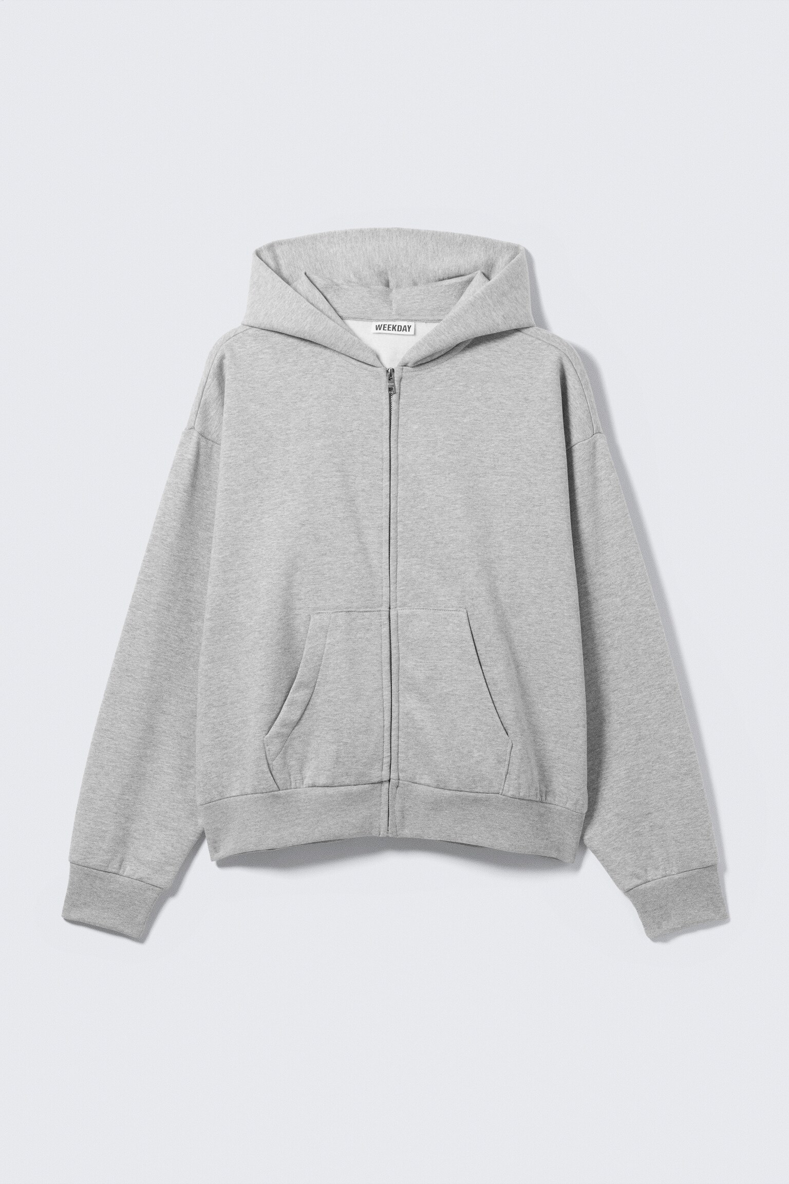 Loose Fit Zip Hoodie - Grey Melange/Black/Dark Brown - 2