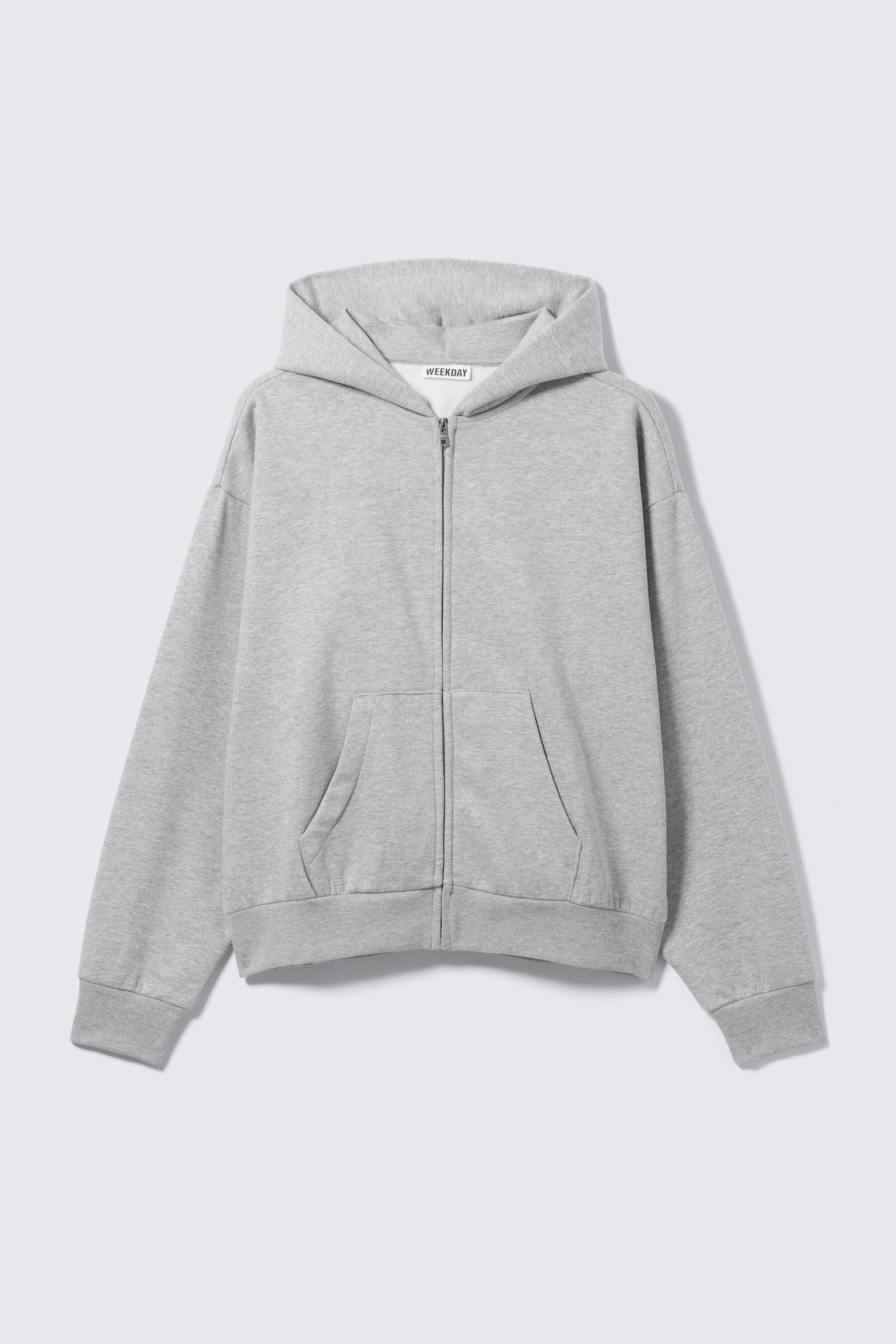 Loose Fit Zip Hoodie - Grey Melange/Dark Brown/Black - 2
