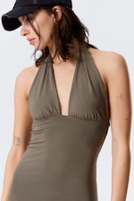 Dark Mole - Sleeveless Halter Mini Dress - 1