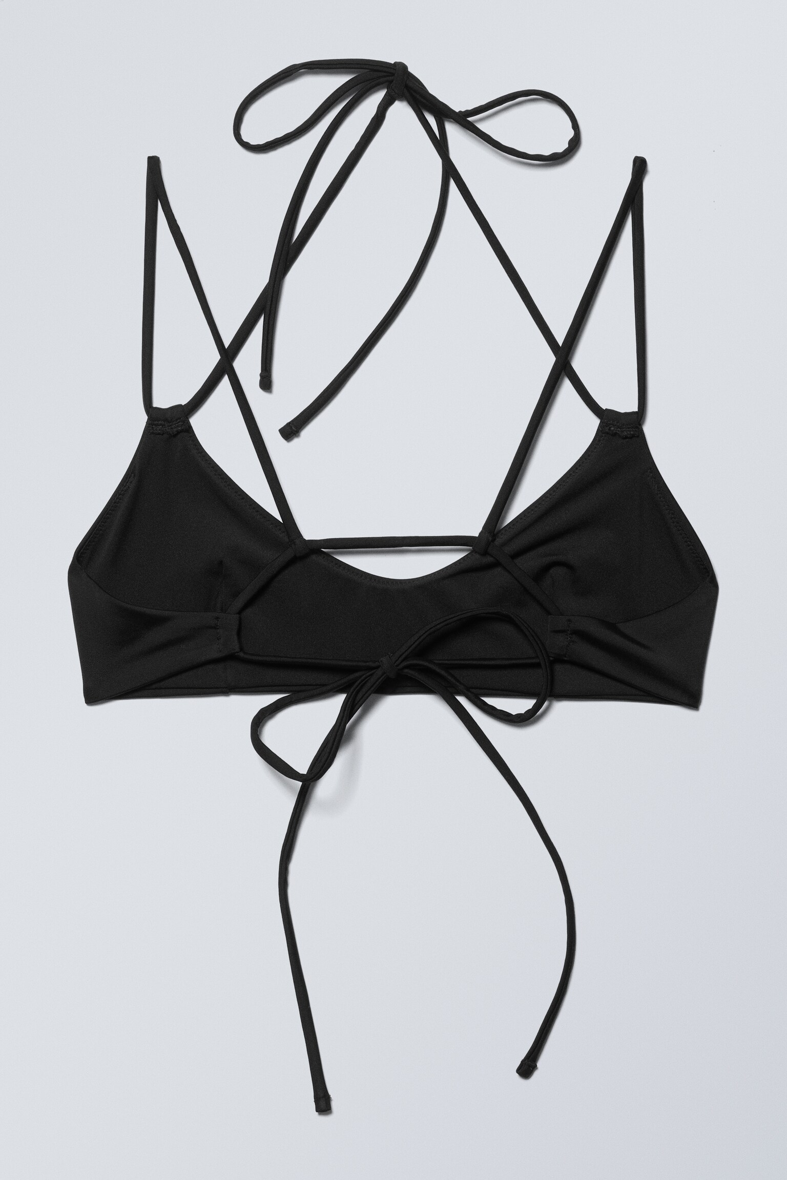 Strappy Tie-Back Bikini Top - Black/Dark Brown