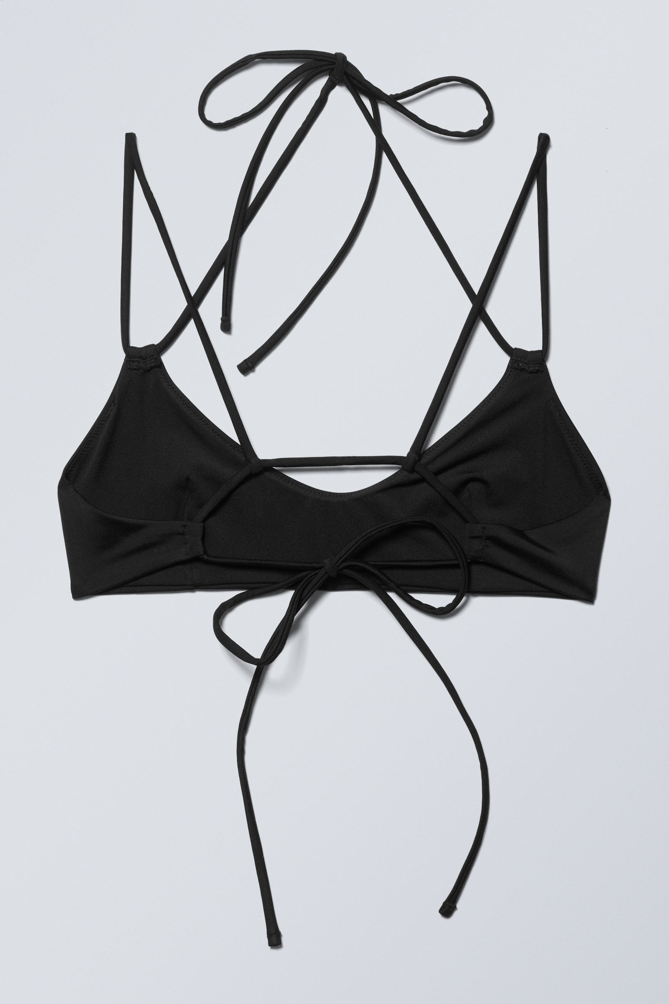 Black - Strappy Tie-Back Bikini Top - 4