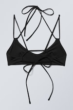 Black - Strappy Tie-Back Bikini Top - 1