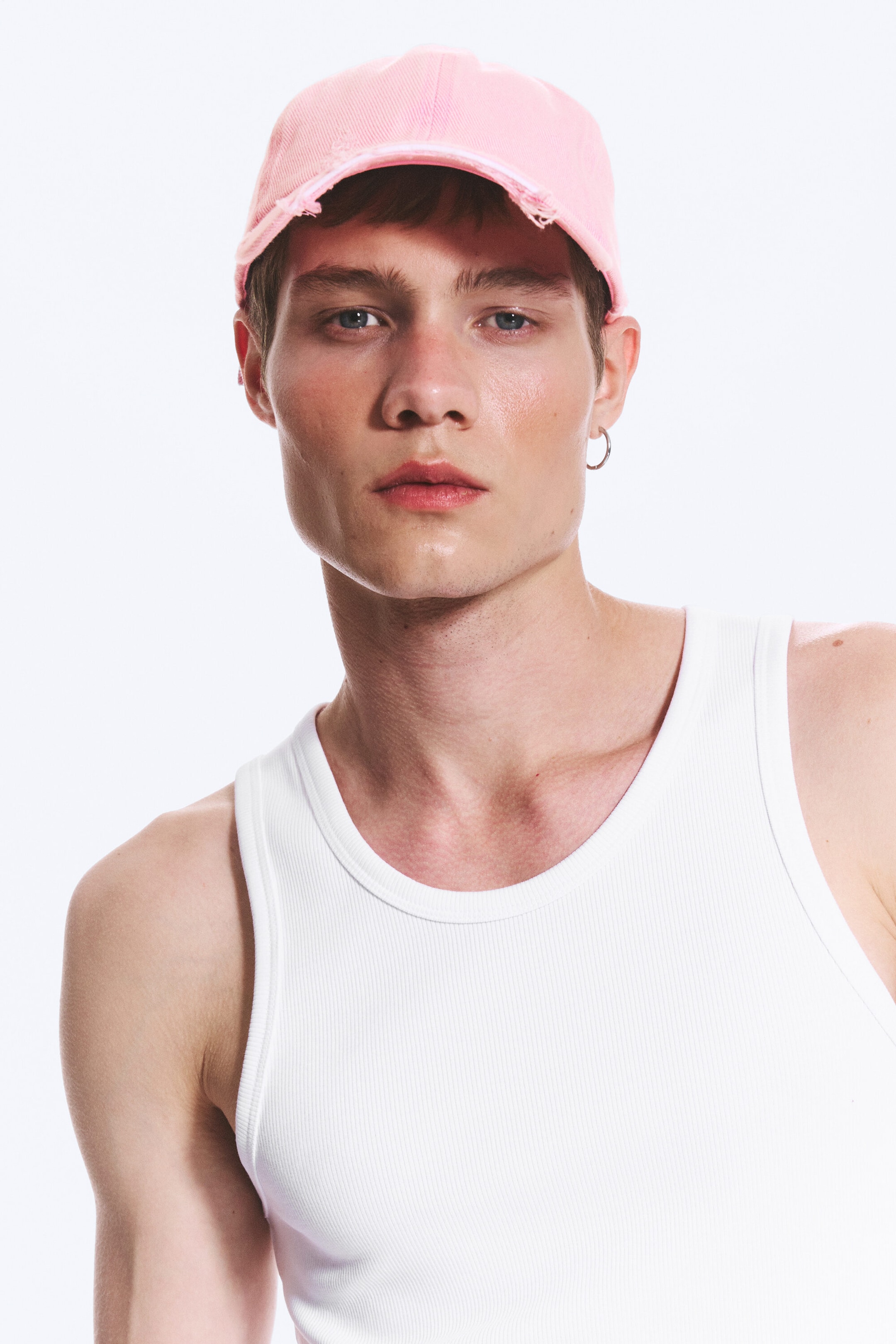 Light Pink - Distressed Cropped Cap - 2