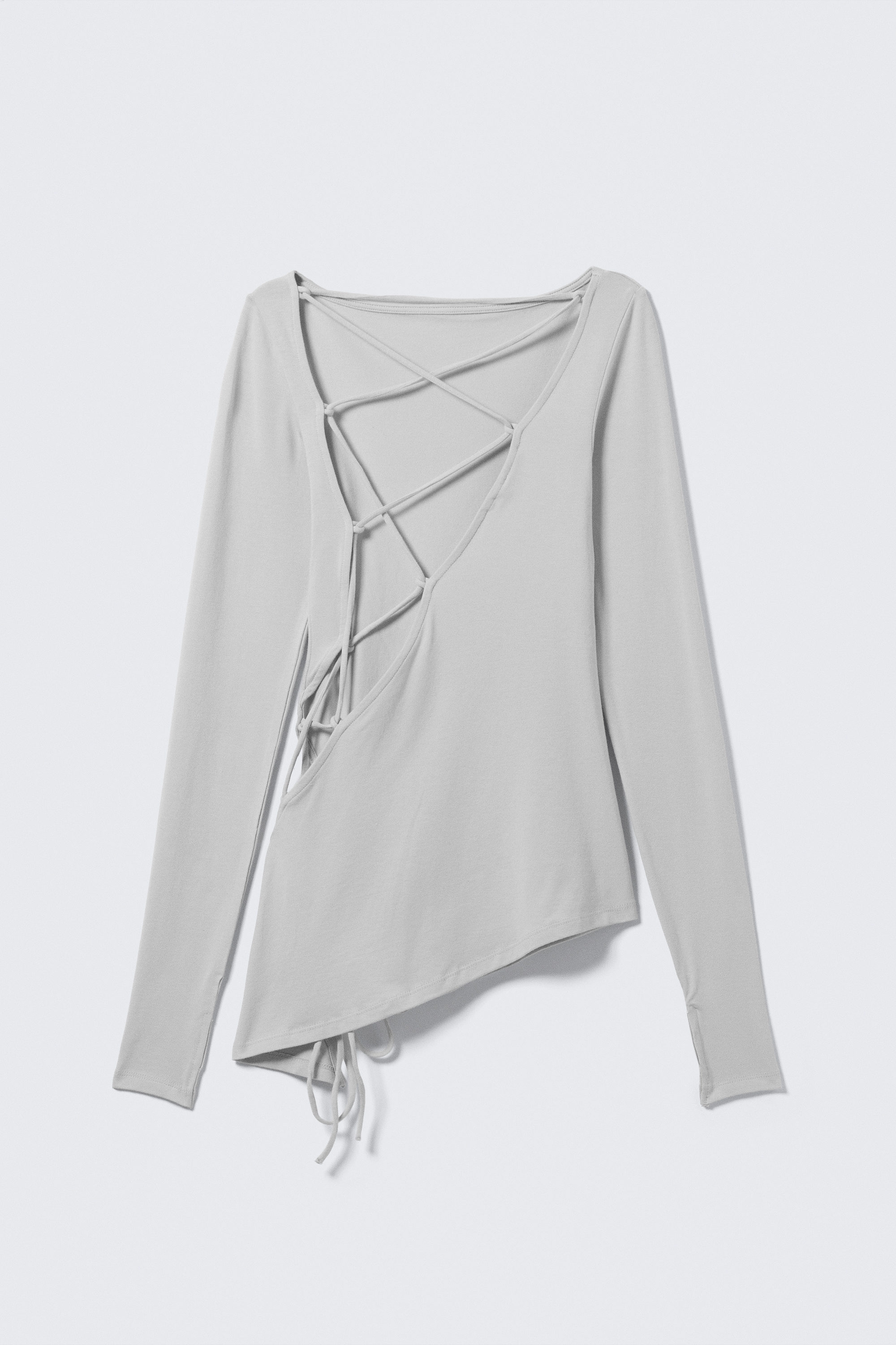 asymmetric long-sleeved cross back top - Light Grey | Weekday EU