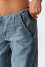 Torn Blue - Medium Blue - Low Rise Loose Fit Denim Joggers - 2