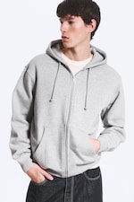 Hellgrau meliert - Klassischer Zip-Hoodie - 0