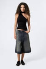 Black - Lyocell One-shoulder Tie Top - 2