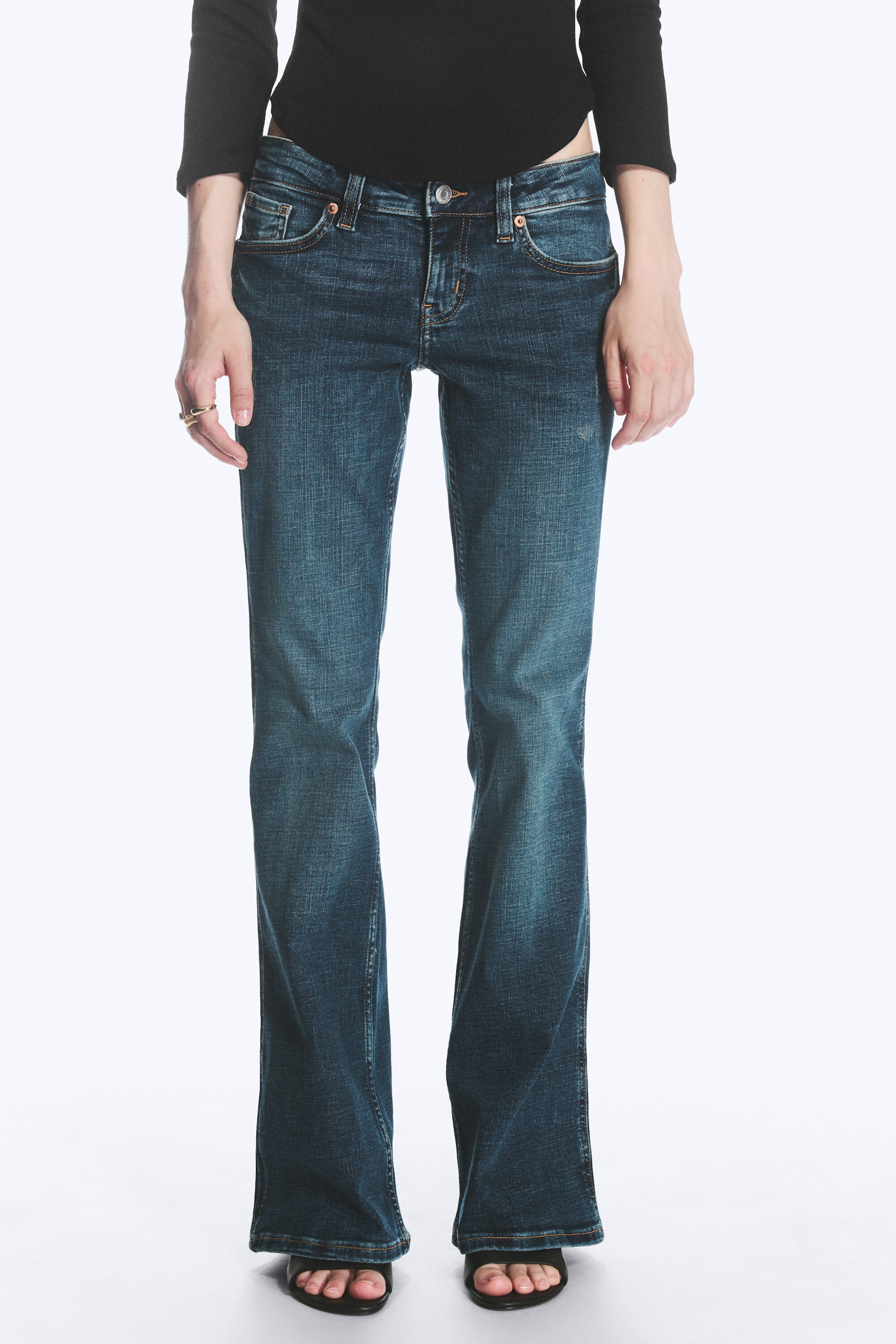 Strobe Blue - Dunkelblau - bambi y2k low waist flared slim zip pocket jeans - 3