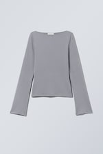 Dunkelgrau - Langarmshirt mit U-Boot-Ausschnitt Annie - 0
