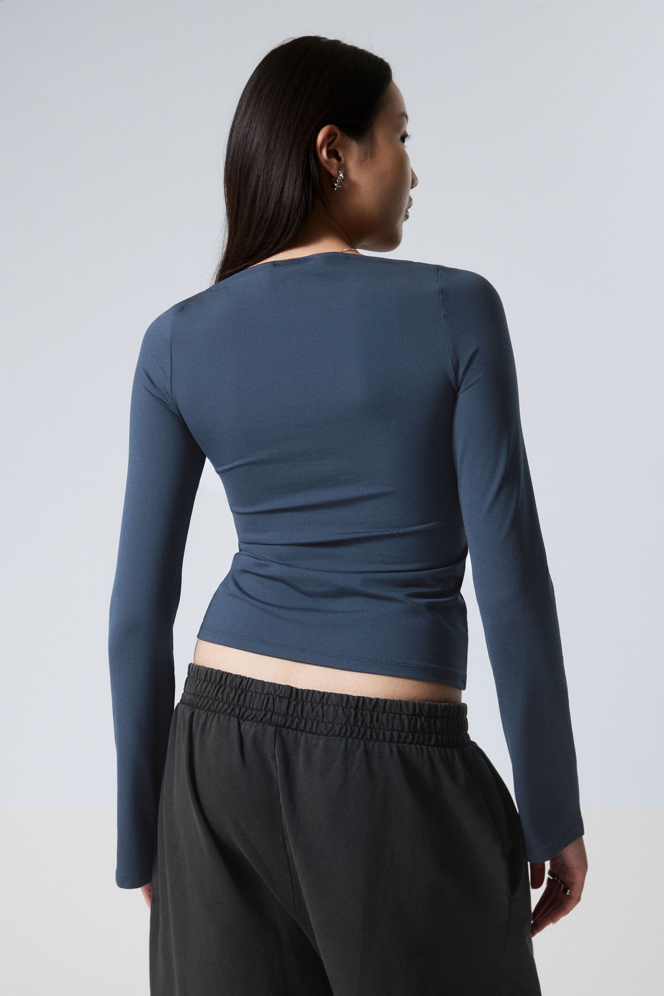 Donkerblauw - Annie top met lange mouwen en boothals - 2